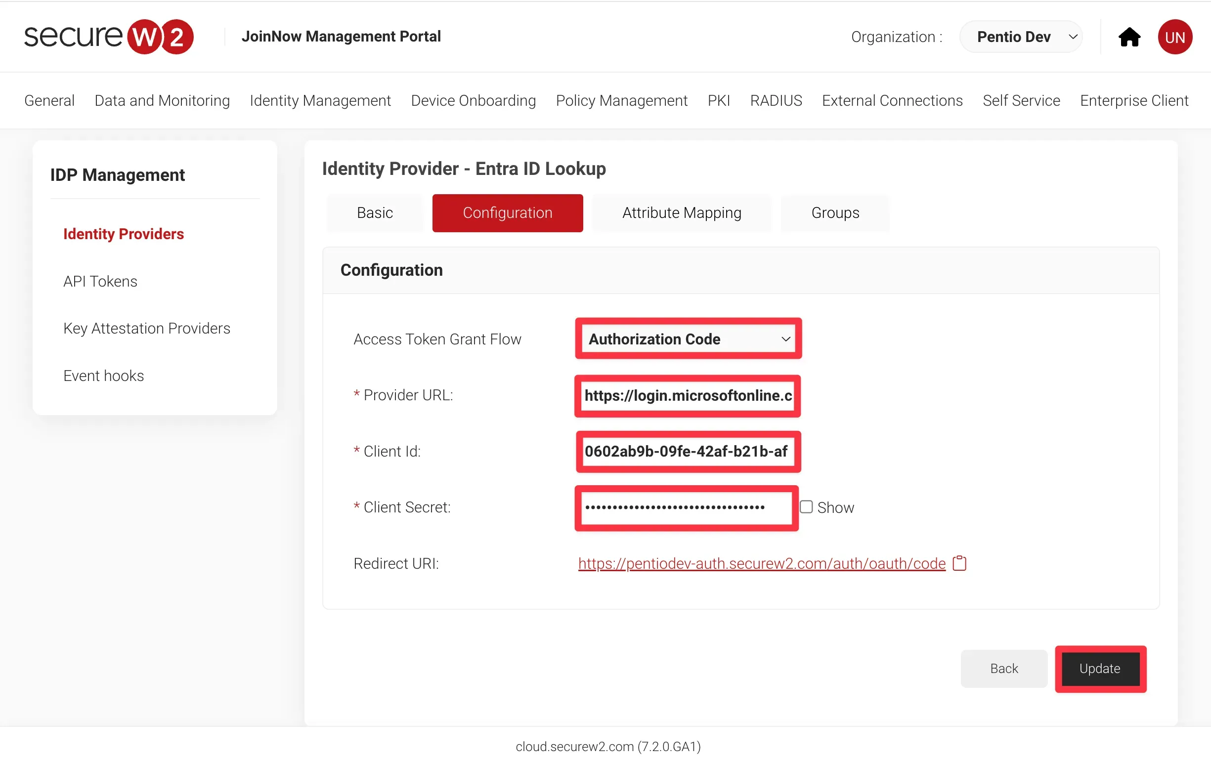 Identity Lookup Providerの設定3