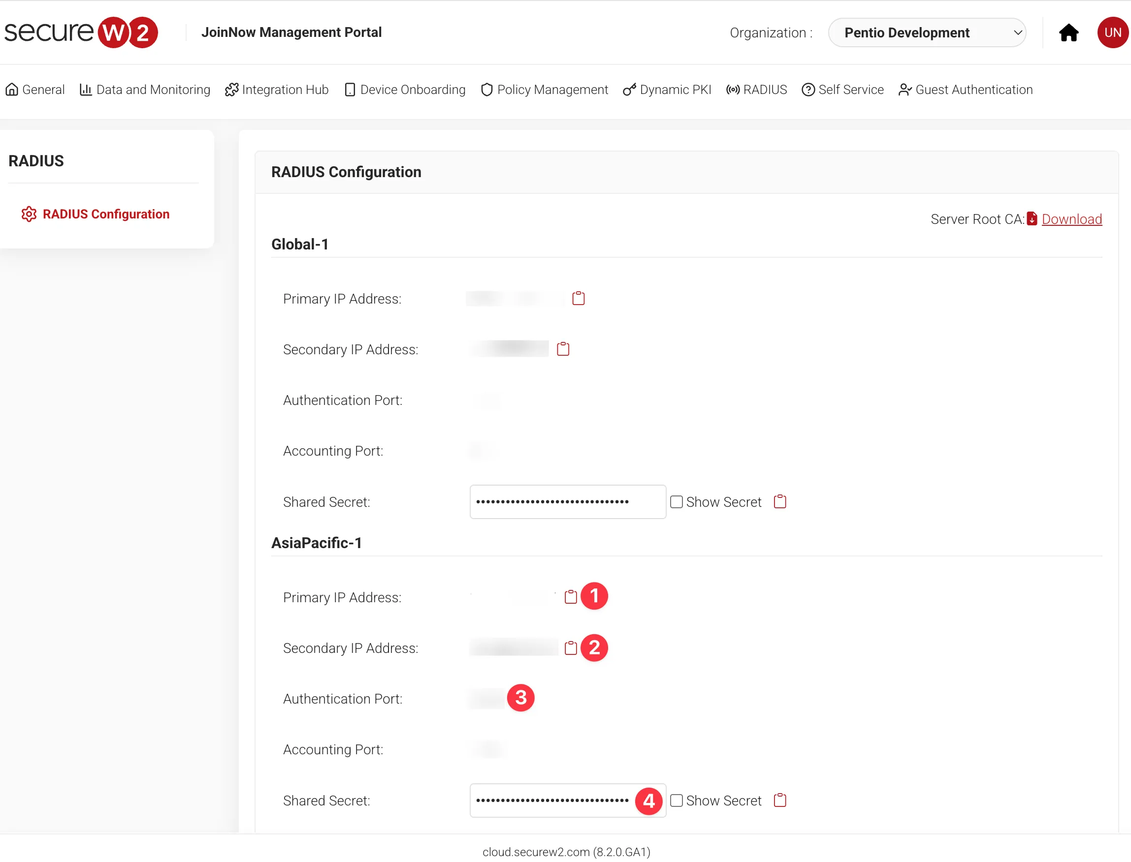 ACERAのSSID設定に必要なSecureW2の情報